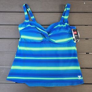TYR Durafast Elite Women Blue/green Tramonto Twisted Bra Swim Tankini SZ 6 New